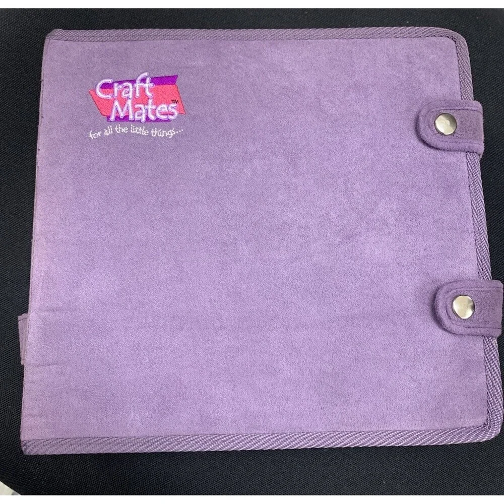 Craft Mates Double Sided Case With 8 Organizers Purple Faux Suede 9.5x9x3